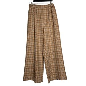 Melrose and Market Tan Plaid Wide-Leg Pants Small